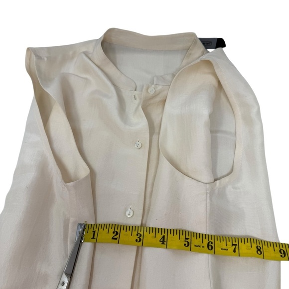 Eileen Fisher Silk Side Slit Sleeveless Full Button Midi Dress M Mandarin Collar - Picture 8 of 14